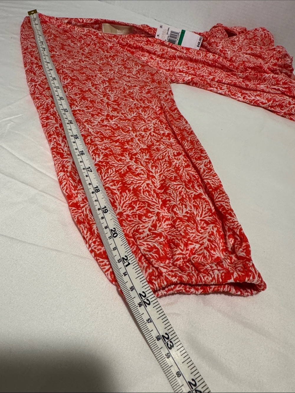 MICHAEL Michael Kors Red and White Printed Scoop Neck Top - Picture 8 of 9